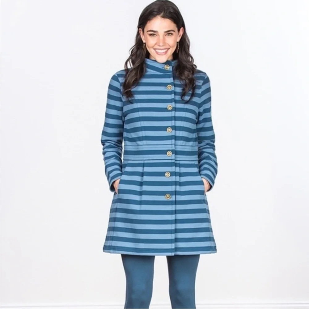 Matilda Jane Blue Stripe Fall‎ Breeze Jacket Coat Small EUC